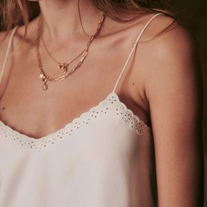 Sezane silk night dress slip nightgown (embroidery) FR 38, US 6 fits like 36, 4